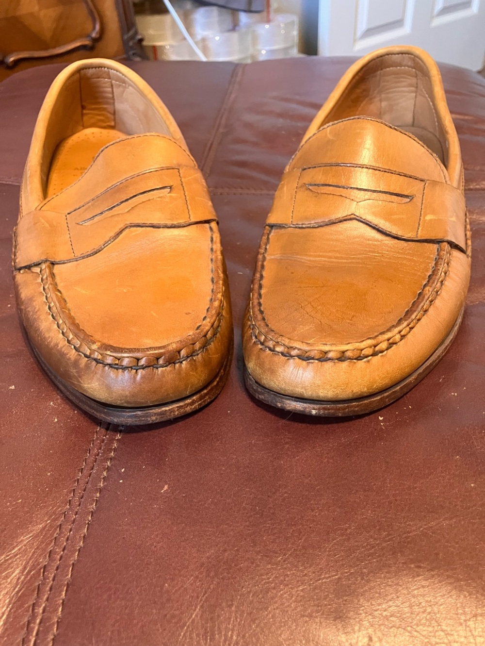 Allen Edmonds Cavanaugh 11D Tan Leather Penny Loafers